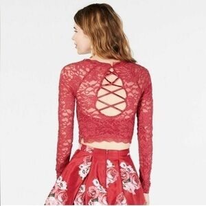 NWT Sequin Hearts Wine Blush Glitter Top